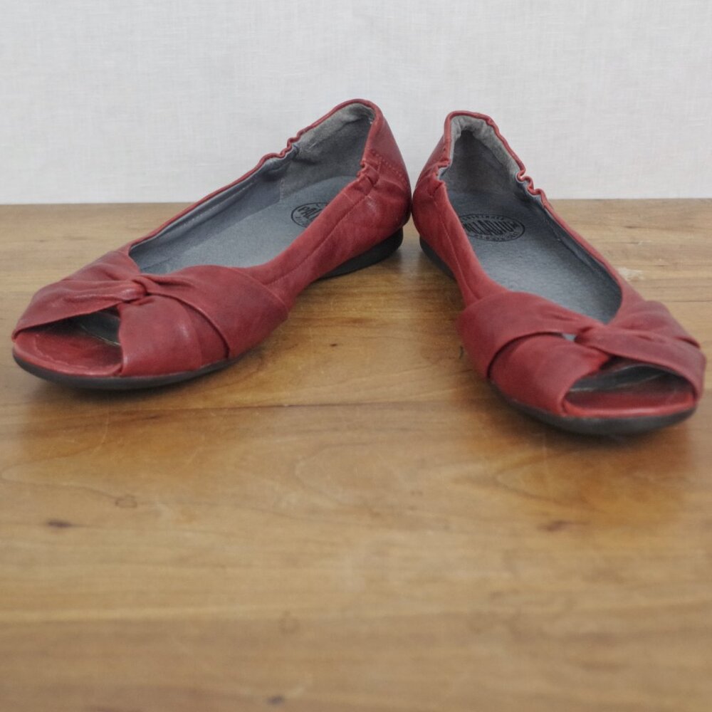 Palladium Red Leather Open Toed Flats Size 11